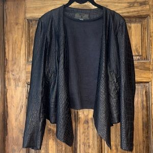 Blank NYC Textured Drape Front Faux Leather Jacket